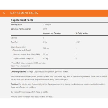 Black Currant Oil 500mg 100sftg