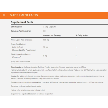 Alpha Lipoic Acid 600mg 60vcaps