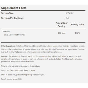 Selenium 100 mcg 250 tabs