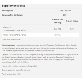 Vitamin K2 MK-4 100 mcg 100 vcaps