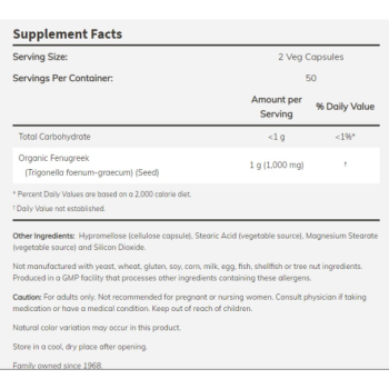 Fenugreek 500 mg 100 vcaps