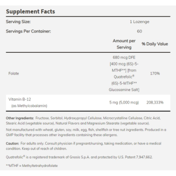 Now Foods Methylcobalamin Vitamin B-12 5000 mcg 60 loz.