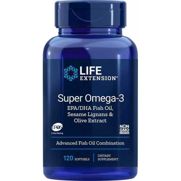 Life Extension Super Omega-3 with Sesame Lignans & Olive Extract 120 sgels