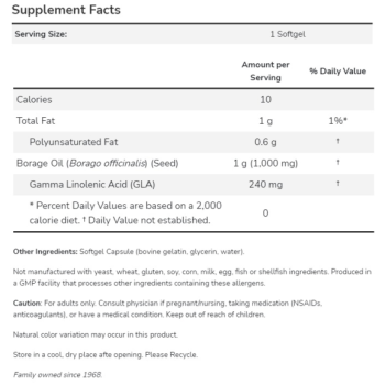 Now Foods Borage Oil 1000mg 120 sgels