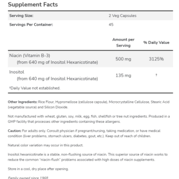 Now Foods Flush Free Niacin 250 mg 90 vcaps