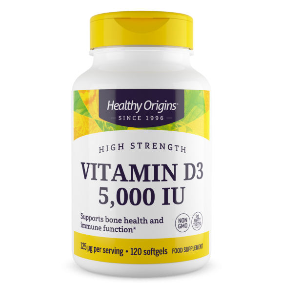 Healthy Origins Witamina D3 5000 IU 120 sgels