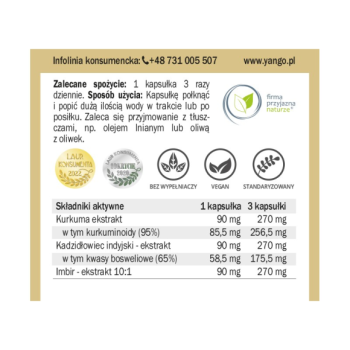 Yango Curcumin, Frankincense & Ginger 90 caps