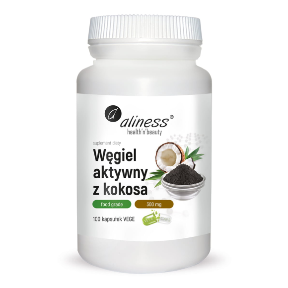 Aliness Węgiel aktywny z kokosa 300 mg 100 kaps.