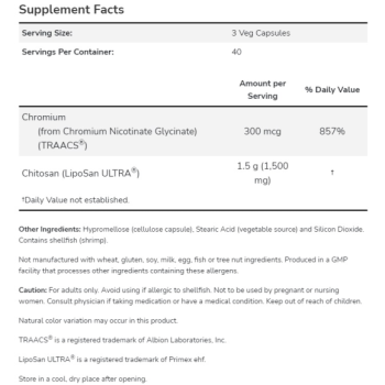 Now Foods Chitozan + Chrom 500/100 mg 120 vcaps