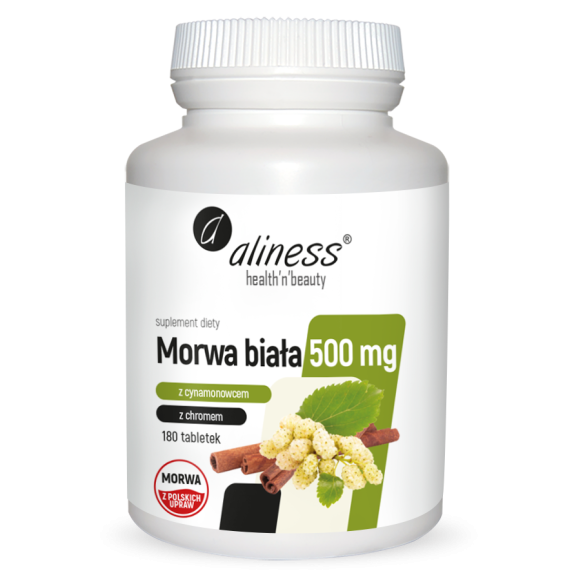 Aliness Morwa Biała (z cynamonowcem i chromem) 500 mg 180 tab.