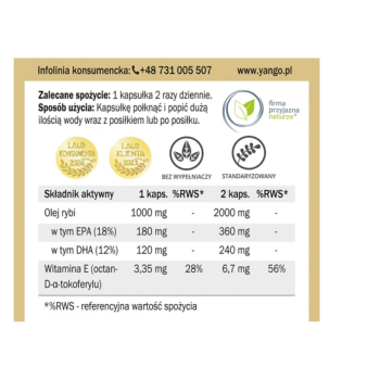 Yango Omega 3 1000mg 60 kaps.