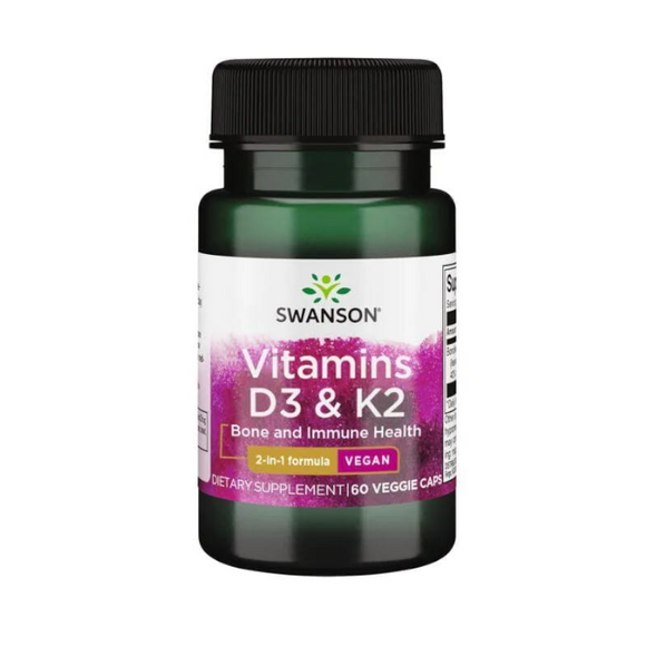 Swanson Vitamin D3 2000IU + K2 75mcg 60 vcaps